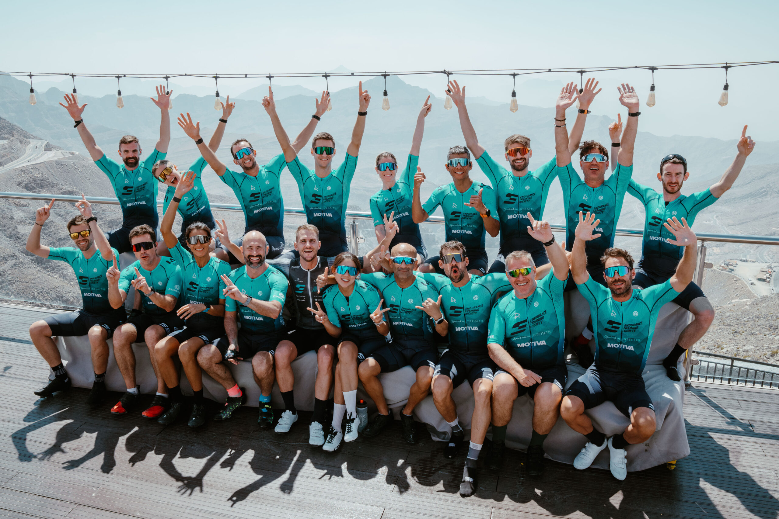 The adult ETS Dubai team together after training