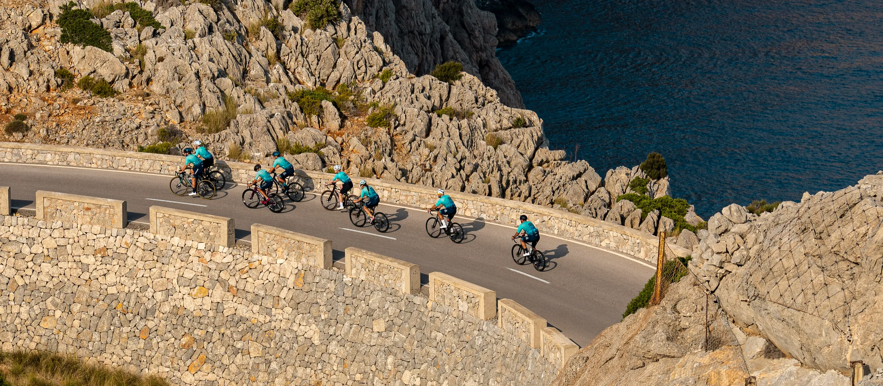 ETS cyclists on Mallorca’s coastal mountain roads